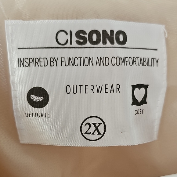 Ci Sono Bone Tan Color Button Up Furry Fur Womens Coat - 2X - Picture 4 of 15